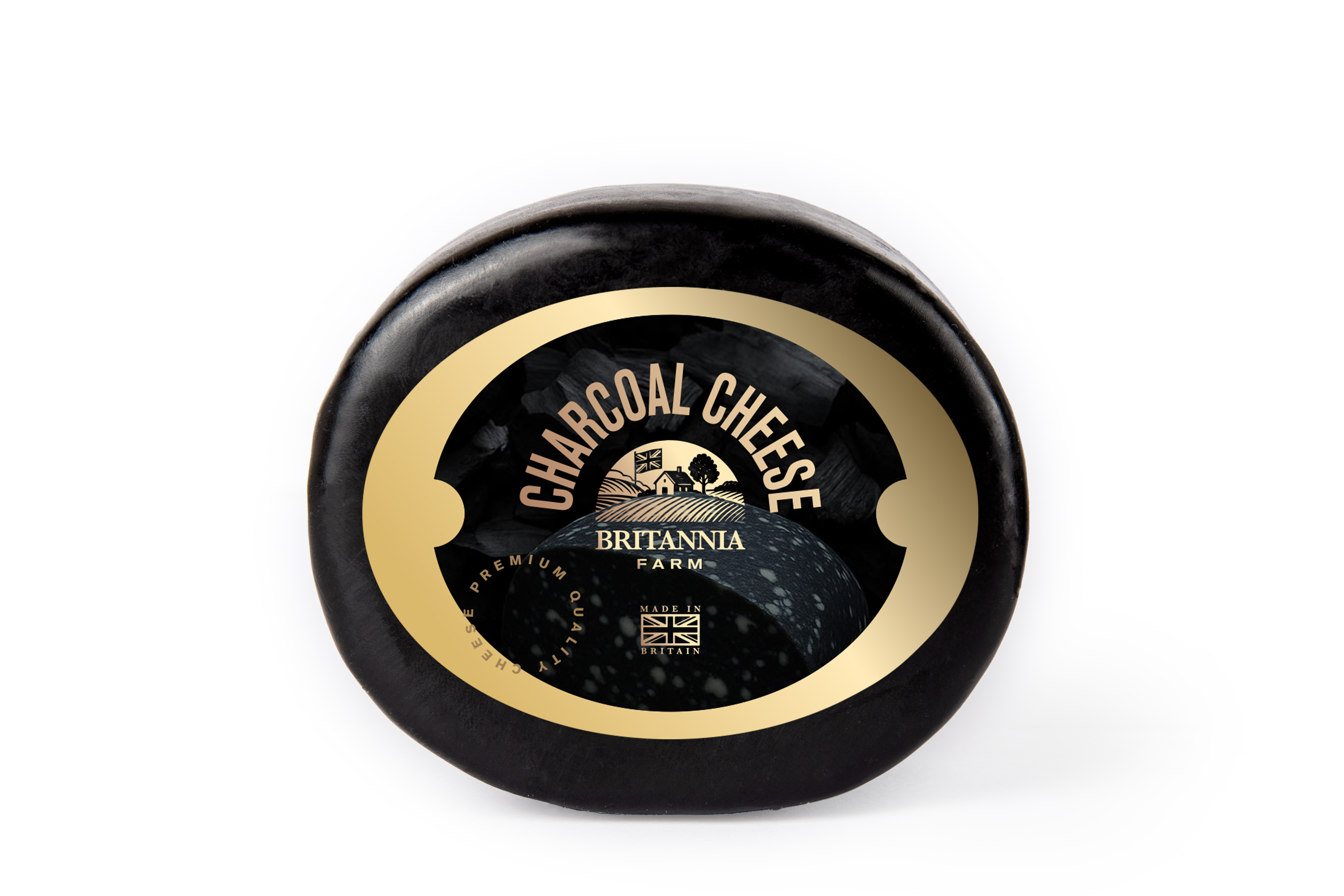 Charcoal Cheddar cheese block with activated charcoal – premium British artisan cheese