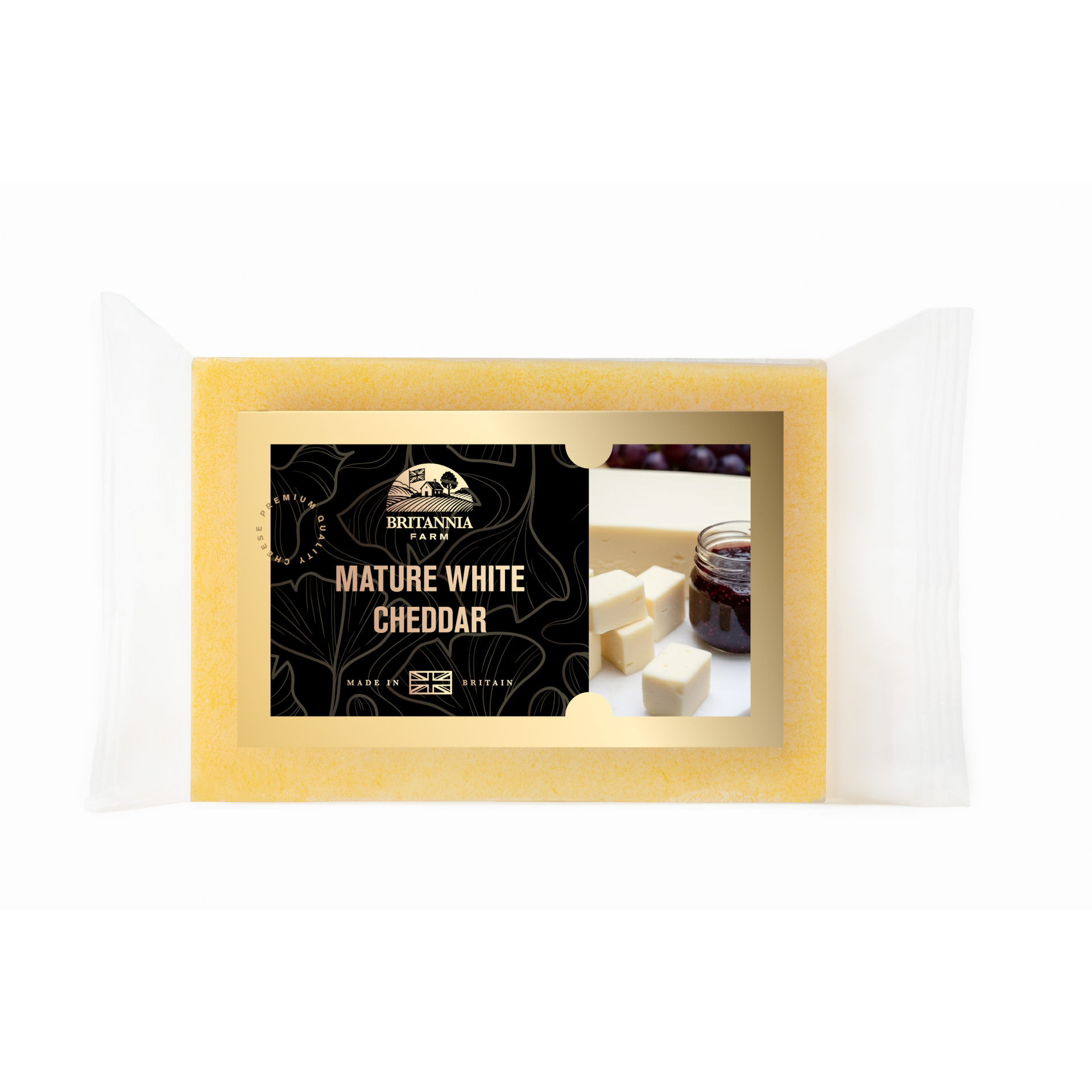 Mature white cheddar cheese block – bold and rich British cheddar