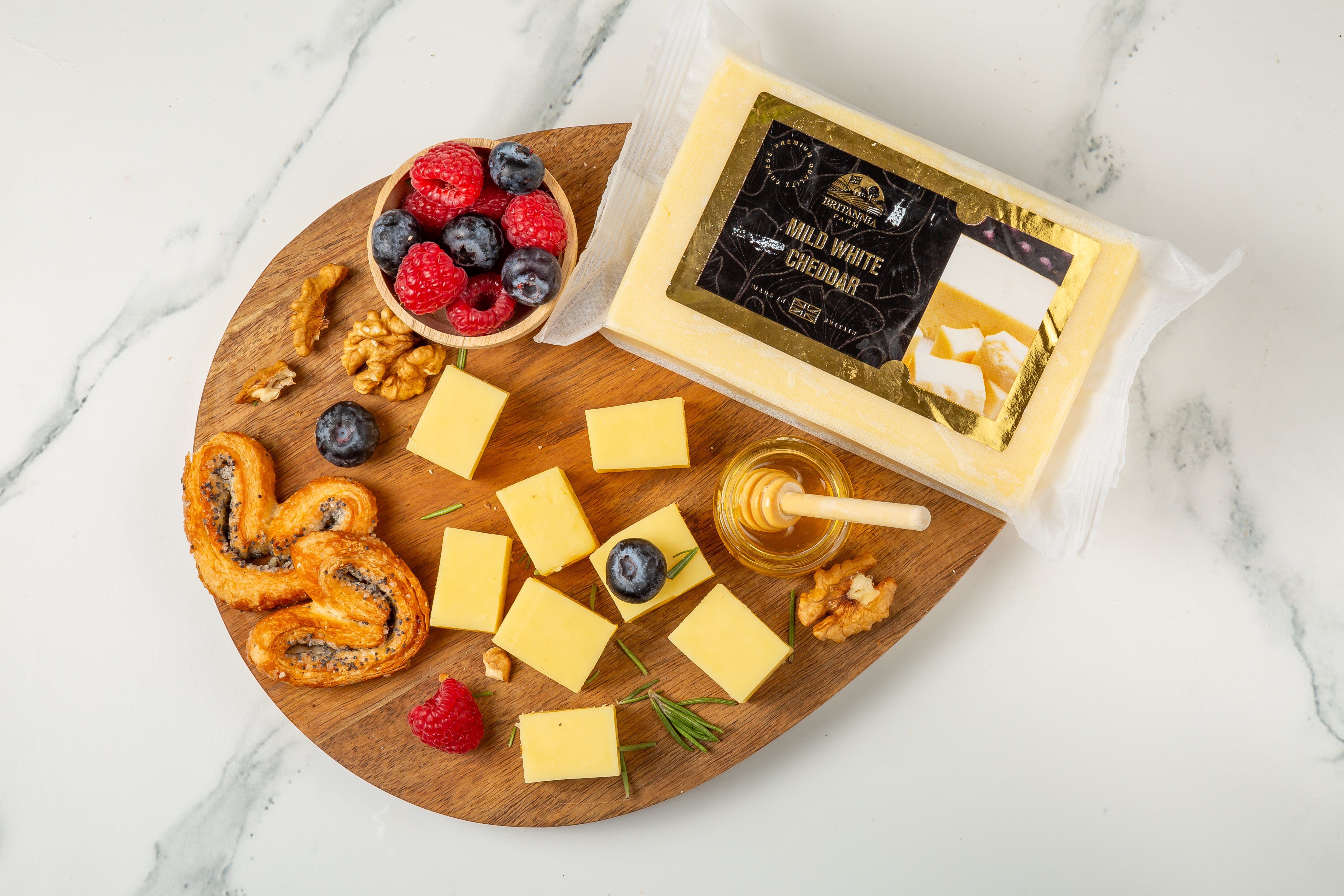 Mild white cheddar cheese block – soft, creamy, and delicate