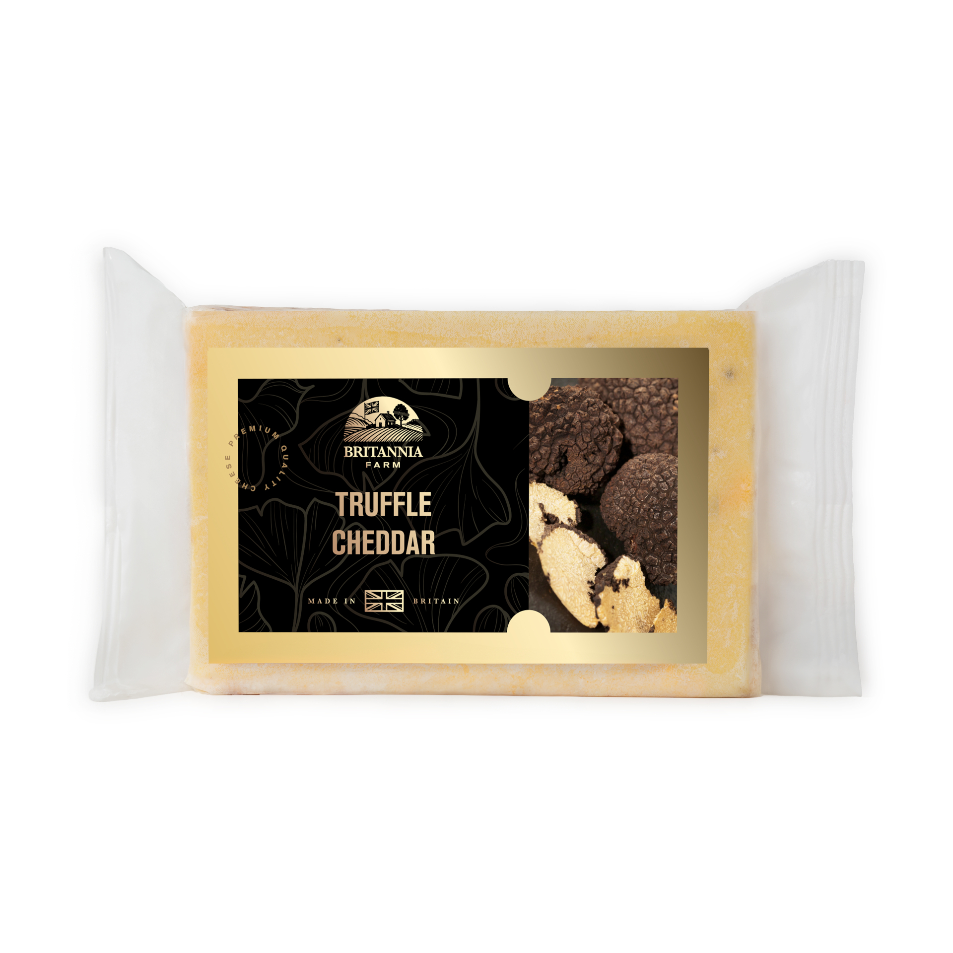 Truffle Cheddar cheese block infused with black truffle – premium British cheese